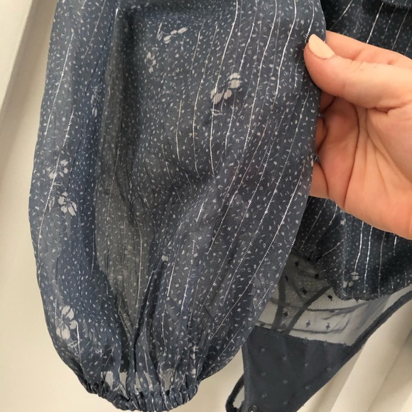 Abercrombie Dusty Blue Long Sleeve Off the Shoulder Bodysuit size S - Picture 2 of 9